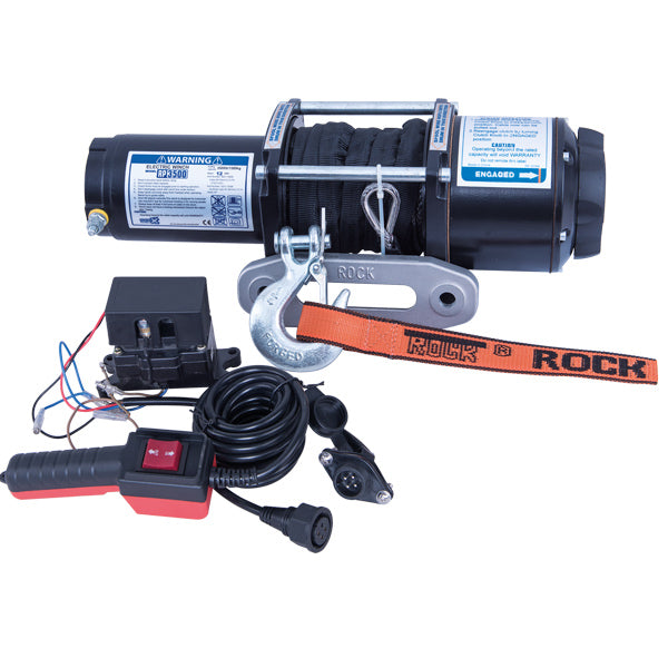 Rock RP3500 Electric Trailer Winch 12 Vdc 3.1HP (2.3Kw) 1589kg with Rope