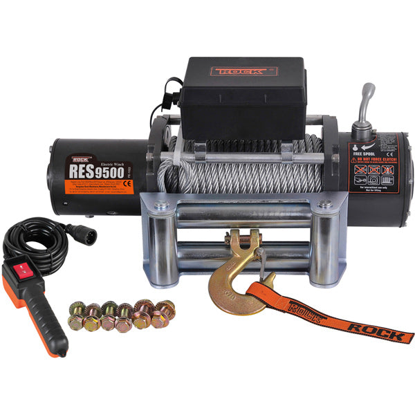 Rock RES9500 Electric Trailer Winch 12 Vdc 4.9HP (3.6Kw) 4313 kg