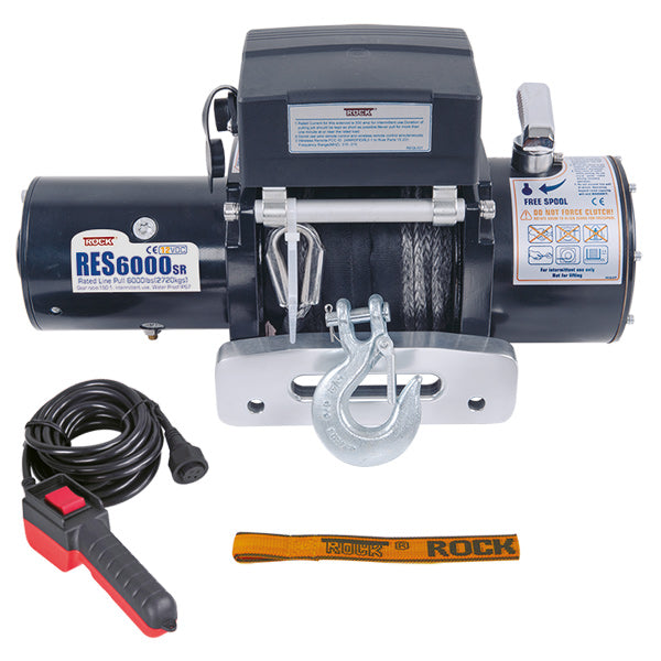 Rock RES6000 Electric Trailer Winch 12V 4.6HP (3.4kW) 2720 kg w/rope