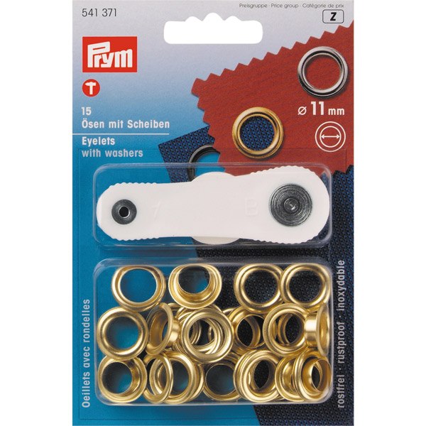 Brass eyelets 11mm inner 15pcs, with tool