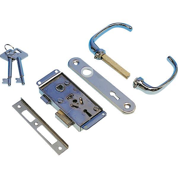 Dörrlås - utanpåliggande 46 x 113mm höger inåtgående komp.