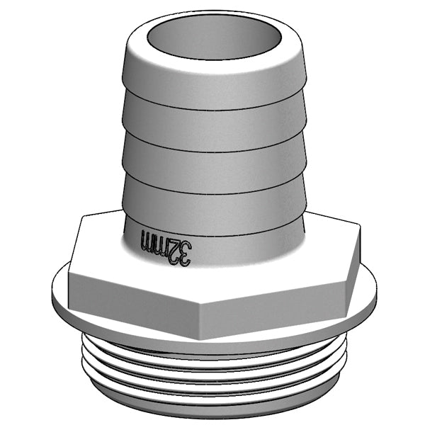 Trudesign Hose Tail 1 1/2" 32mm White, for Y-valve
