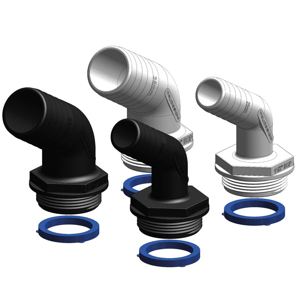 Trudesign Aquavalve hose fitting white 120 deg 1 1/2" 25mm