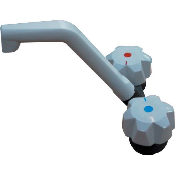 Double electric water tap with plug, grey