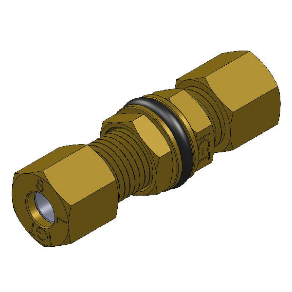 Gas bulkhead fitting for Ø8mm copper pipe