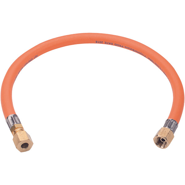 Gas hose 1.2m 1/4" to 8mm tube fitting
