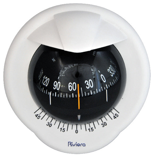 Riviera compass POLARE BP1 - 80mm, bulkhead mount white/black rose