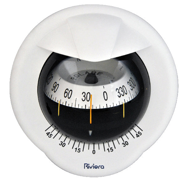 Riviera compass POLARE BP1 - 80mm, bulkhead mount white/white rose