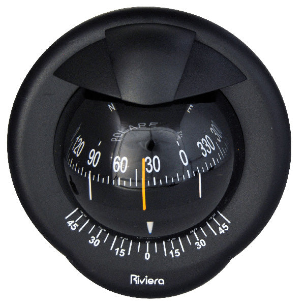 Riviera compass POLARE BP2 100mm, bulkhead mount, black