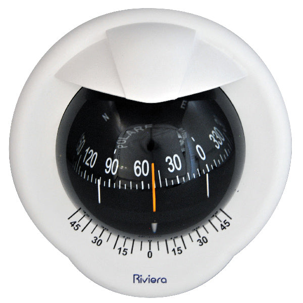 Riviera compass POLARE BP2 100mm, flush mount, white/black rose