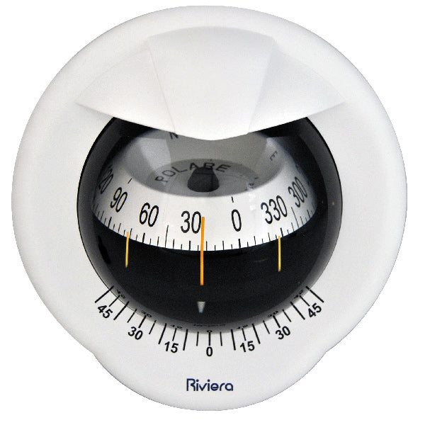 Riviera compass POLARE BP2 100mm, flush mount. white/white rose