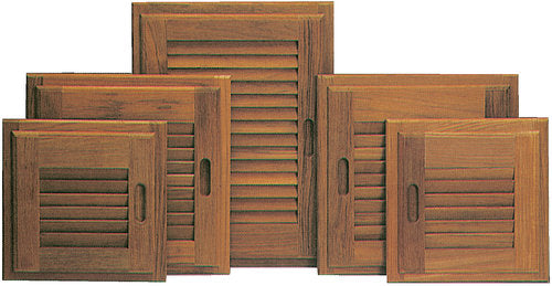 Teak tambour door with frame. W 35.5x48.5 cm