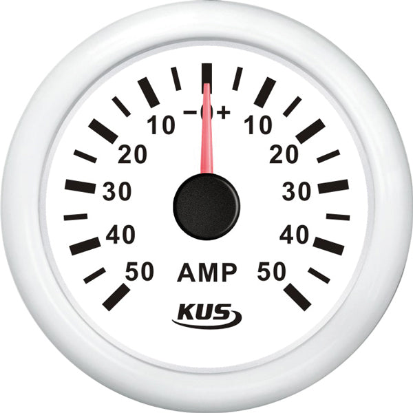 KUS Ammeter white, with 50 Amp shunt 12/24V