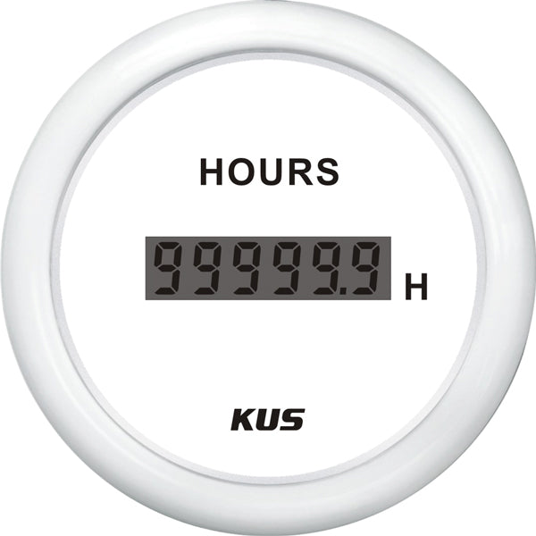 Kus digital hour meter, white, 12/24V
