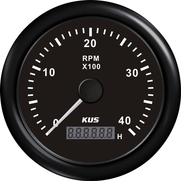 Kus Tachometer gasoline 0-4000rpm black 12/24v ø85