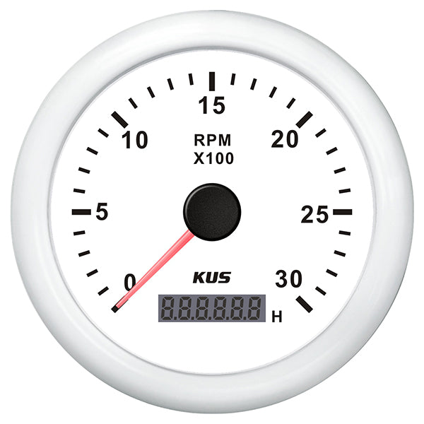 Kus Tachometer diesel 0-3000 rpm white 12/24v ø85