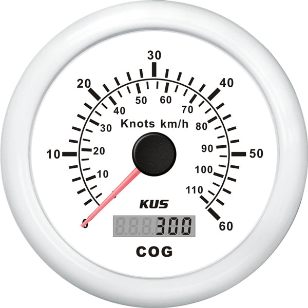 Kus GPS log 0-60 knots, white 12/24V Ø85