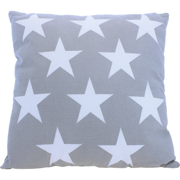 Cushion, stars pattern, grey, 40cm, 100% cotton
