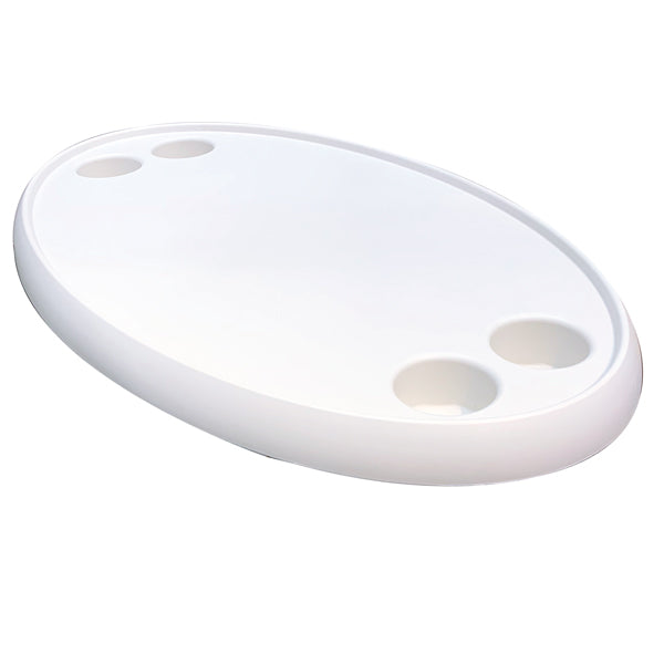 Countertop in white ABS 77 x 46cm with 4 cup/bottle holders