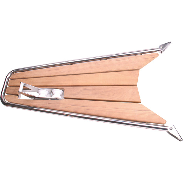 Bowsprit, teak with anchor roller 115x52cm Ø32mm tube