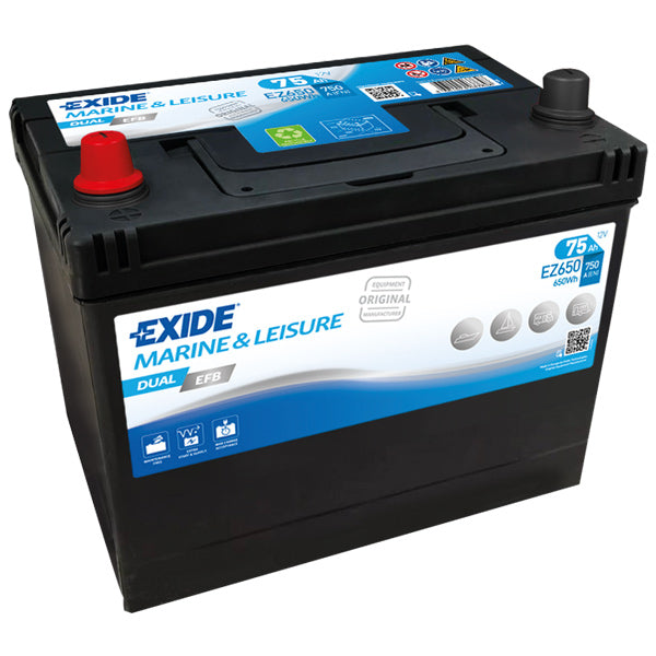 Exide EZ650, 75Ah Dual EFB Battery