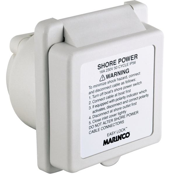 Marinco Shore Power Inlet, Fiber/Polyester, 16A