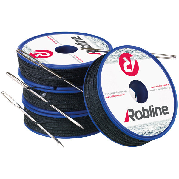 Robline waxed rigging twine with needle 0.8 mm white spool with 80 m