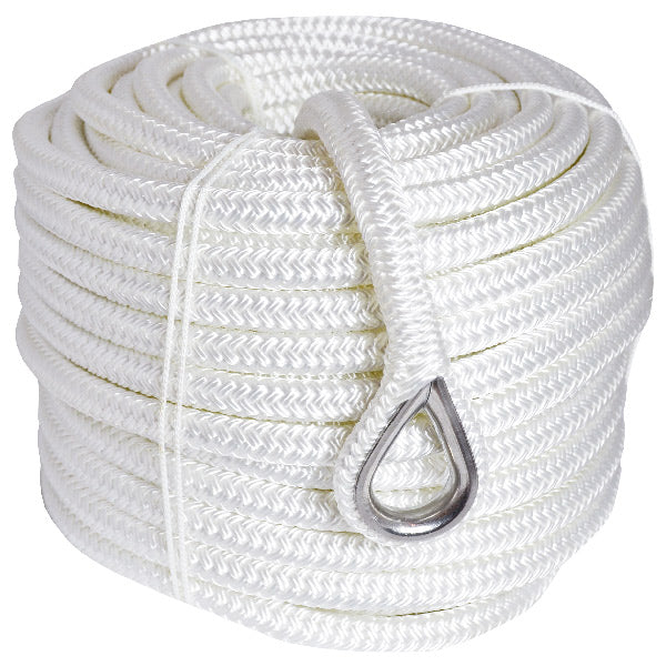 1852 ankarlina flätad vit polyester m/RF kaus 14 mm 40 meter