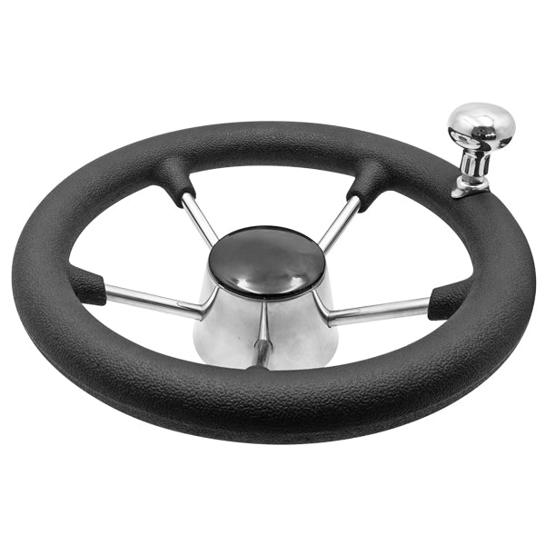 Steel steering wheel black, with steering wheel knob Ø28cm