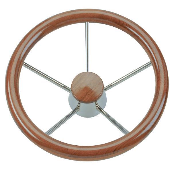 Steel steering wheel with wooden rim Ø40 cm