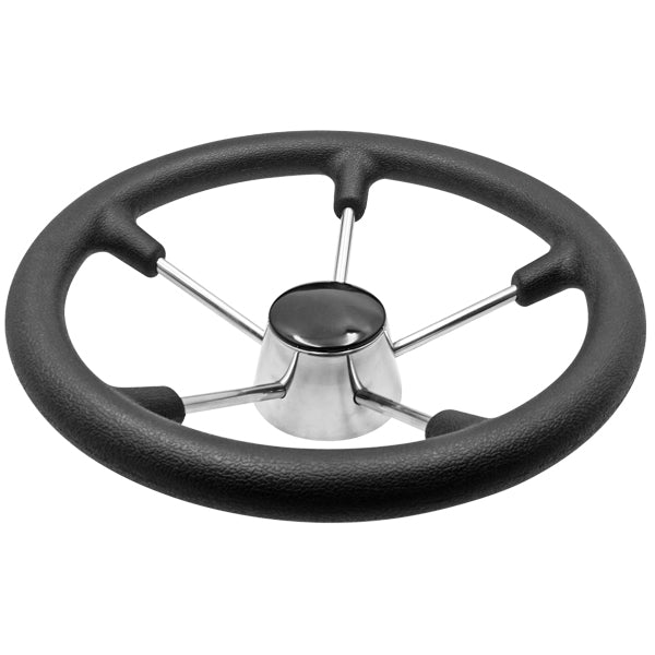 Stainless steel steering wheel AISI 316 with black soft grip Ø28 cm