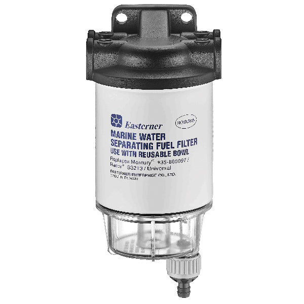 Fuel filter complete with aluminum top, clear bowl, 10 micron