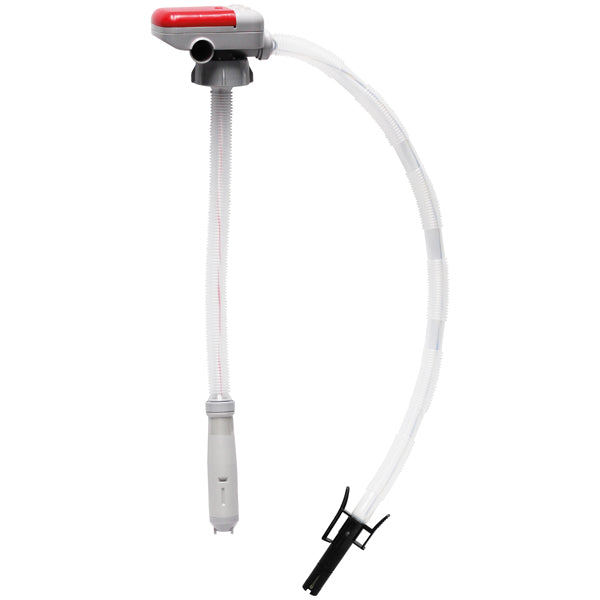 Battery-operated siphon pump with auto-stop for mounting on jerrycans