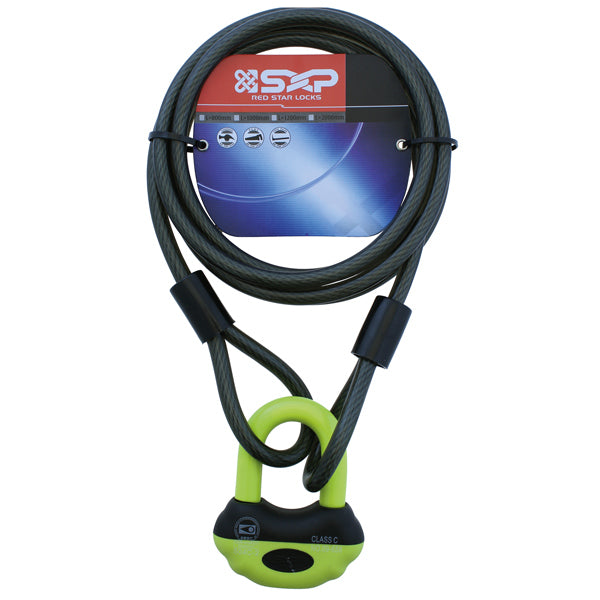 Lock package, lock with removable shackle & 3m wire rope Class 3
