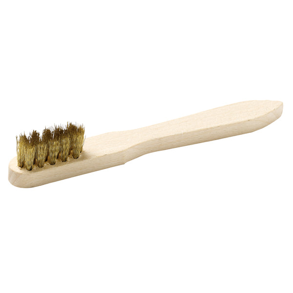 Steel brush with small head, 3 rows, brass