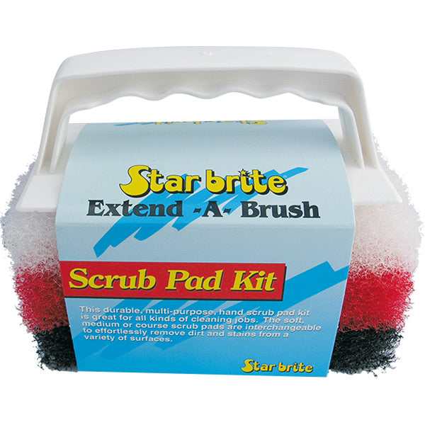 Star Brite Scrubber Kit, small, with handle. Fine, medium, coarse