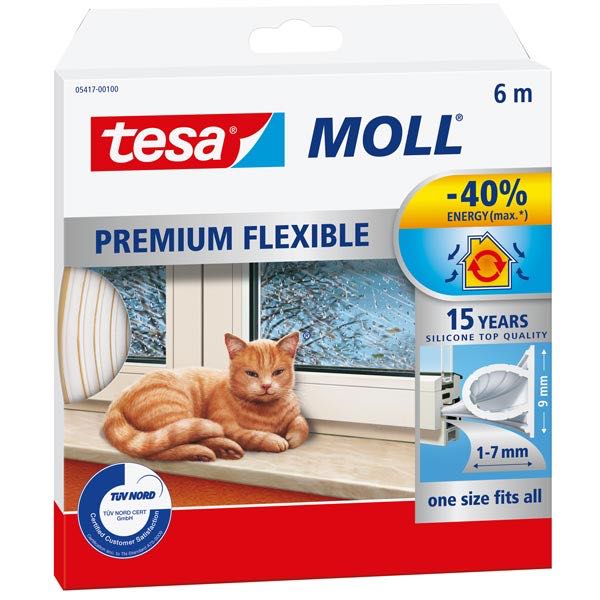 Tesa sealing strip silicone 9 mm x 6 m white