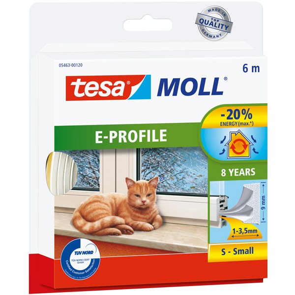 Tesa sealing strip e-profile 4 x 9 mm x 6 m white