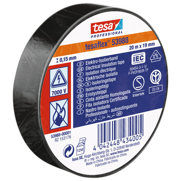 Electrical tape Tesa, black 19 mm x 20 m