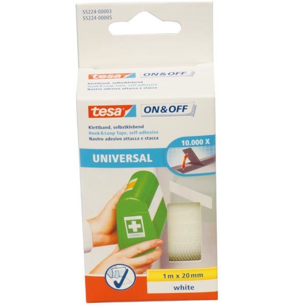 Tesa Hook and Loop Tape 1.0 m x 20 mm Self-Adhesive
